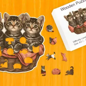 Košík koťátek – Dřevěné puzzle 1