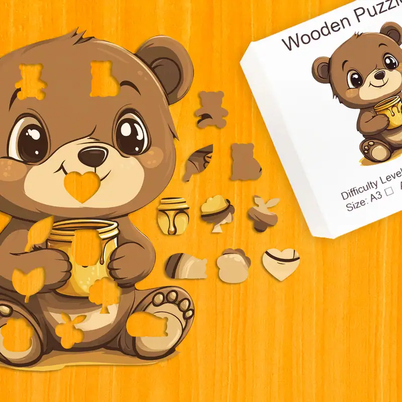 Nenasytný medvídek – Dřevěné puzzle 1