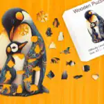 Objímající se rodina tučňáků – Dřevěné puzzle 1