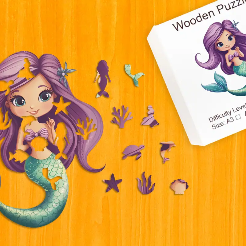 Okouzlující mořská panna – Dřevěné puzzle 1