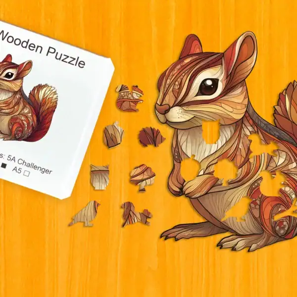 Ozdobná veverka – Dřevěné puzzle 1