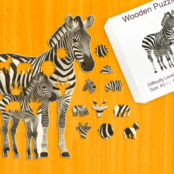 Putující rodina zeber – Dřevěné puzzle 1