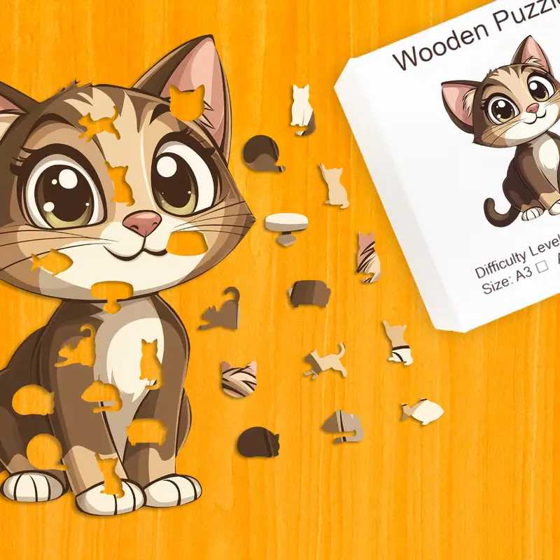 Rošťácké kotě – Dřevěné puzzle 1