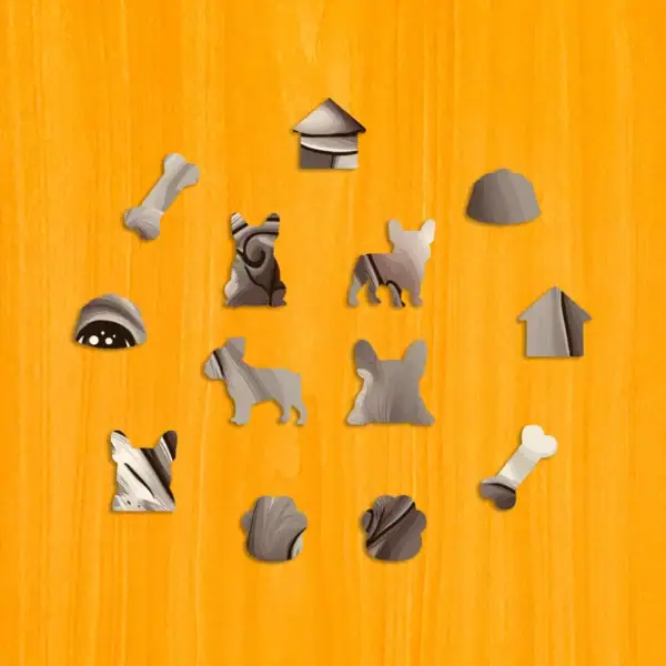 Rošťácký francouzský buldok – Dřevěné puzzle 3