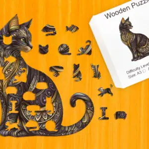 Vznešená kočka – Dřevěné puzzle 1