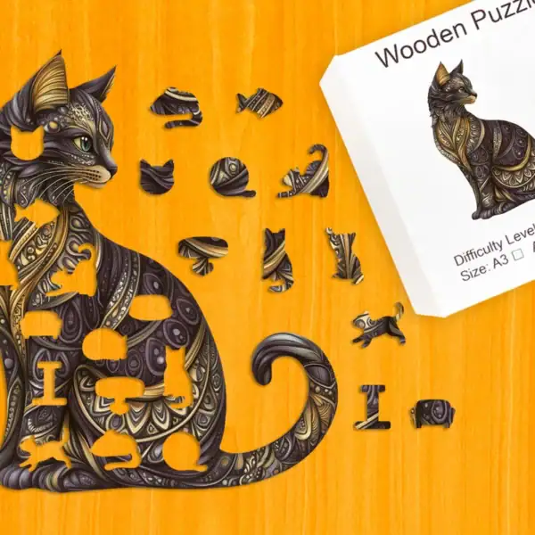 Vznešená kočka – Dřevěné puzzle 1