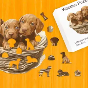 Zvědavá štěňata – Dřevěné puzzle 1