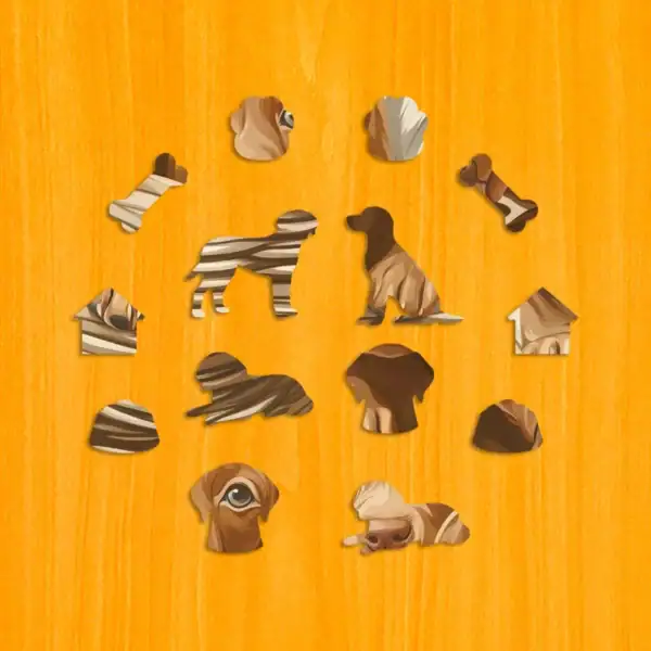 Zvědavá štěňata – Dřevěné puzzle 3