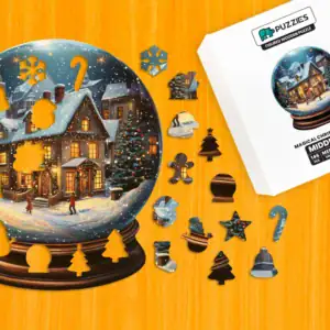 Kouzelná sněhová koule – Dřevěné puzzle 1
