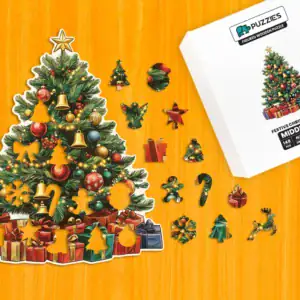 Ozdobený vánoční strom – Dřevěné puzzle 1