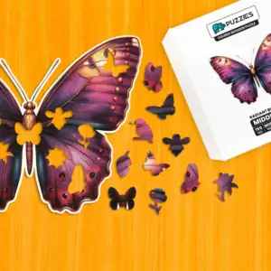 Pestrobarevný motýl – Dřevěné puzzle 1