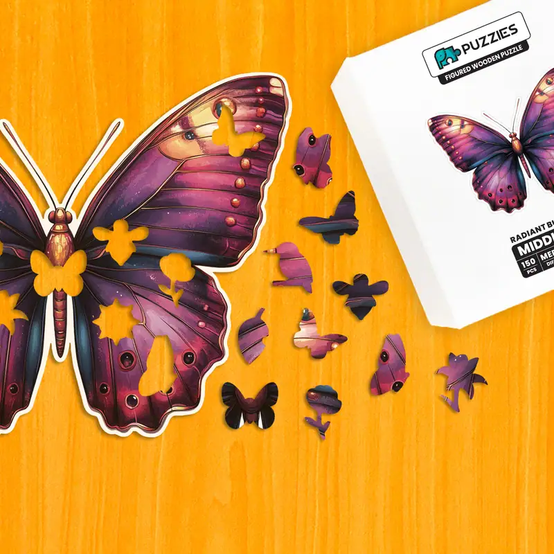 Pestrobarevný motýl – Dřevěné puzzle 1