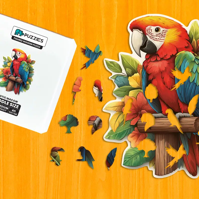 Tropický papoušek – Dřevěné puzzle 1