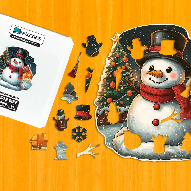 Usměvavý sněhulák – Dřevěné puzzle 1